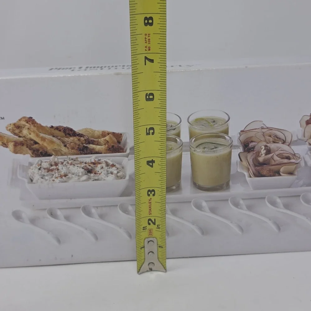 Pier 1 Imports Tasting Party Starter Set, White Stoneware Tray, Bowls, Spoons k